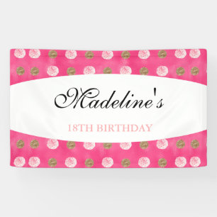 Bannière d'anniversaire Polka-Dot Or Personnalisée