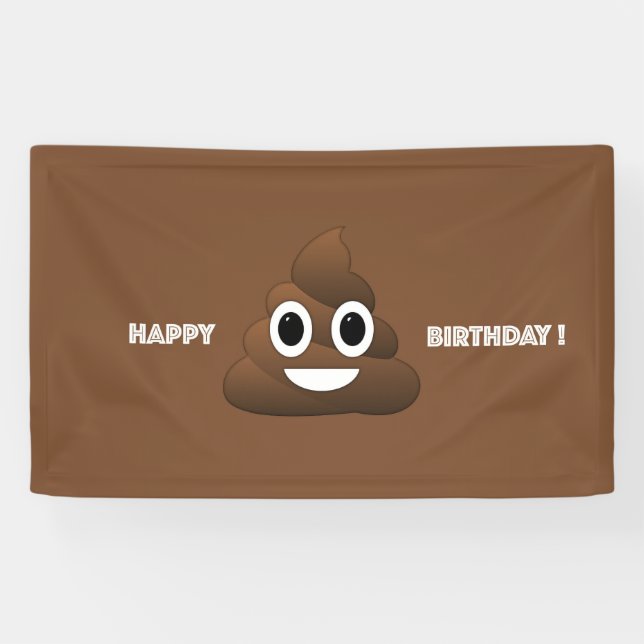 Bannière d'anniversaire Poop Emoji (Horizontal)