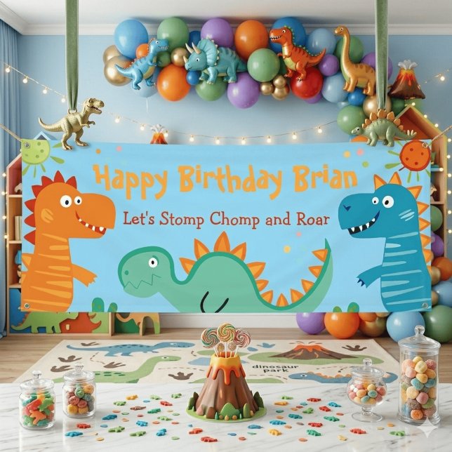 Bannière d'anniversaire pour enfants avec des dino (Créateur téléchargé)