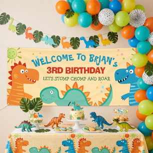 Bannière d'anniversaire pour enfants avec des dino