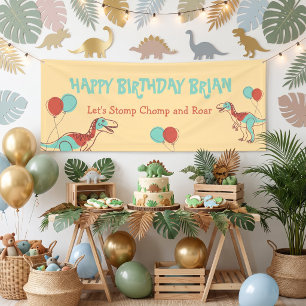 Bannière d'anniversaire pour enfants avec des dino