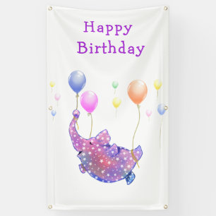 Bannière d'anniversaire pour enfants avec éléphant