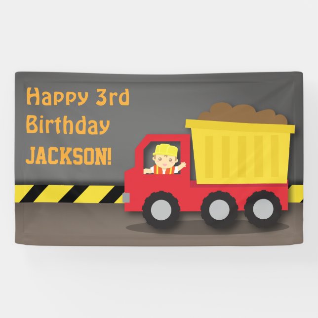 Bannière d'anniversaire pour garçons avec camion d (Horizontal)