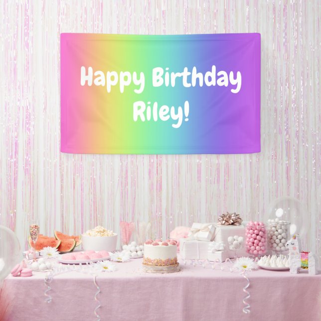 Bannière d'anniversaire Rainbow personnalisée (Fête)