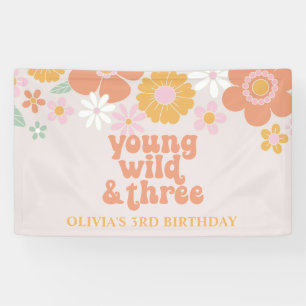 Bannière d'anniversaire Retro Floral Young Wild Th