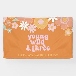 Bannière d'anniversaire Retro Floral Young Wild Th