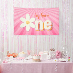Bannière d'anniversaire Retro Rose Daisy   Boho Fl