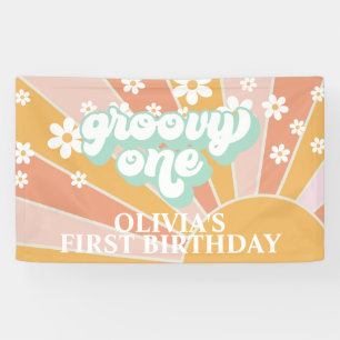 Bannière d'anniversaire Retro Sunshine Groovy One 