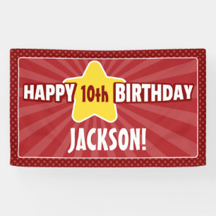 Bannière d'anniversaire rouge étoile d'âge