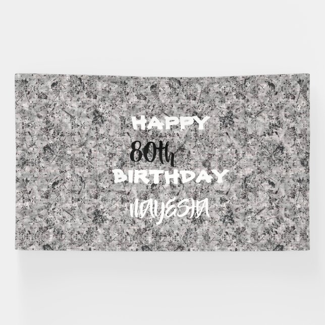 Bannière d'anniversaire rouge noir et blanc (Horizontal)