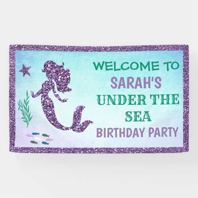 Bannière d'anniversaire Sirène Fête (Horizontal)