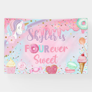 Bannière d'anniversaire Sweet Four fille / fond de