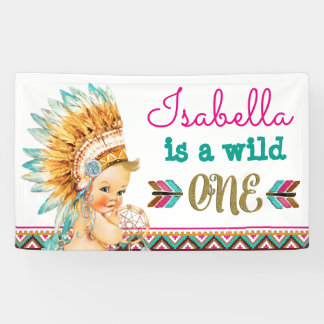 Bannière d'anniversaire Tribal Wild One 1er annive
