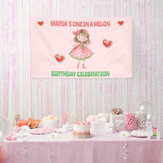 Bannière d'anniversaire Une dans un Melon | Fée Pa (Fête)