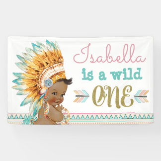 Bannière d'anniversaire Wild One Tribal 1er annive