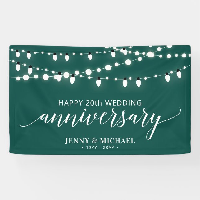 Bannière de 20e anniversaire de mariage vert moder (Horizontal)