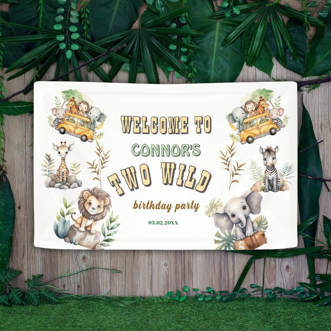 Bannière de 2e anniversaire de safari jungle sauva (Créateur téléchargé)