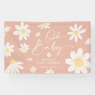 Bannière de Baby shower à fleurs rose Boho