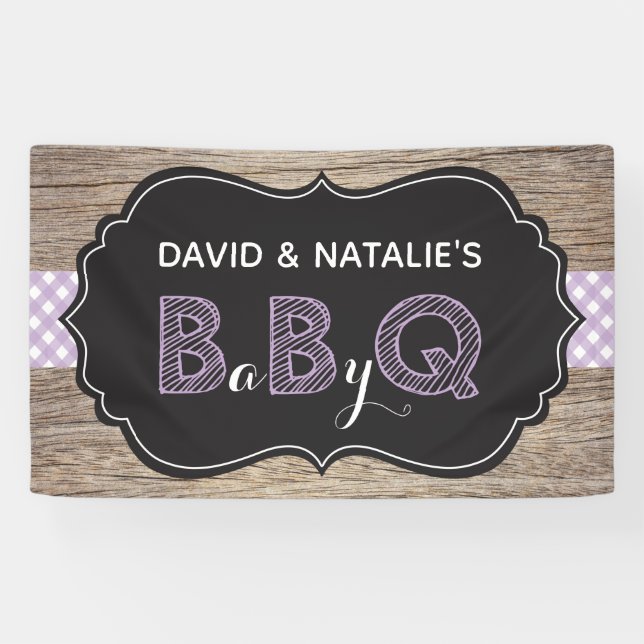 Bannière de Baby shower BBQ Bébé Q Purple (Horizontal)