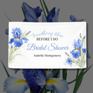 Bannière de Baby Shower Bleu Iris Quelque Chose de