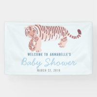 Bannière de Baby shower Blue Mom Tiger & Cub