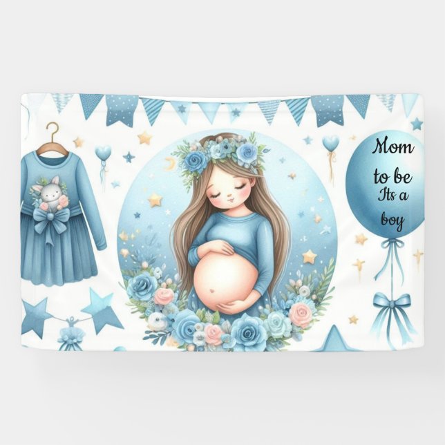 Bannière de Baby Shower 'C'est un garçon bleu' (Horizontal)