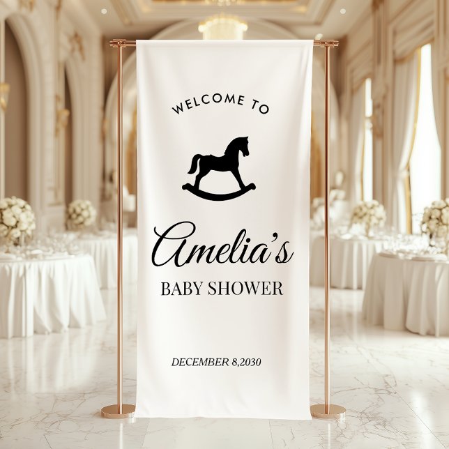 Bannière de Baby Shower Cheval à Bascule sur Mesur (Créateur téléchargé)