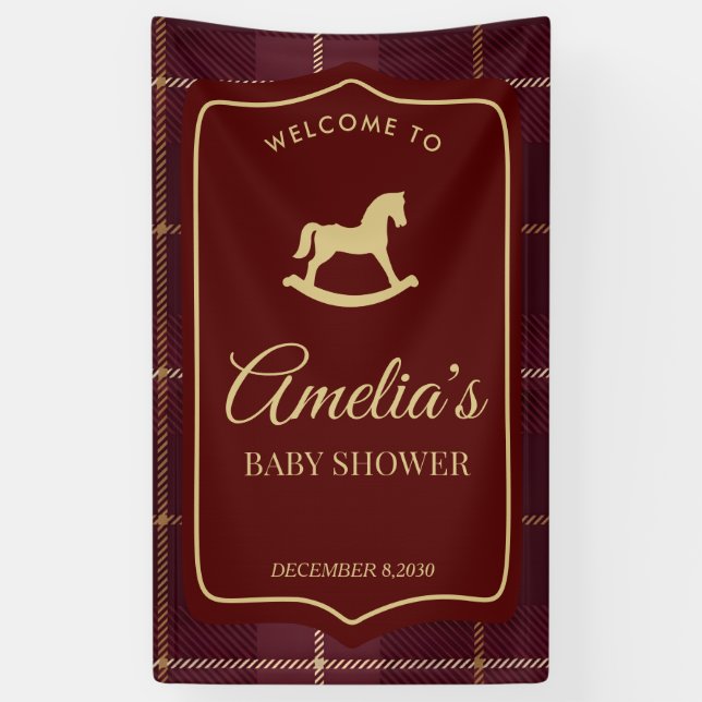 Bannière de Baby Shower Cheval à Bascule sur Mesur (Vertical)