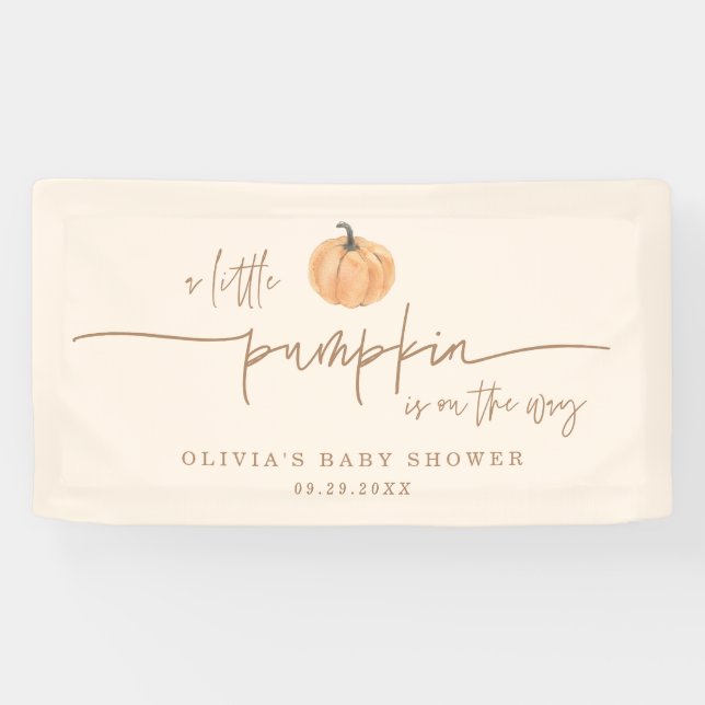 Bannière de Baby Shower d'automne Little Pumpkin O (Horizontal)