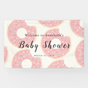 Bannière de Baby shower de Donut rose