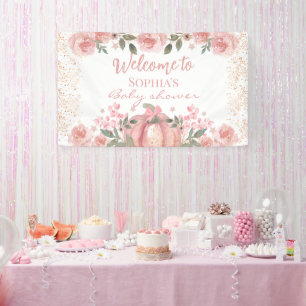 Bannière de Baby shower de fille Citrouille rose