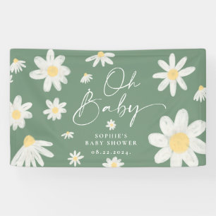 Bannière de Baby shower de fleurs de marais vert S
