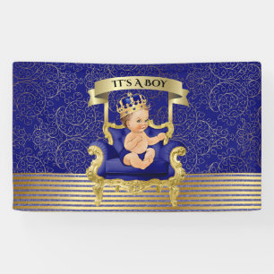 Bannière de baby shower de garçon de bleu et d'o