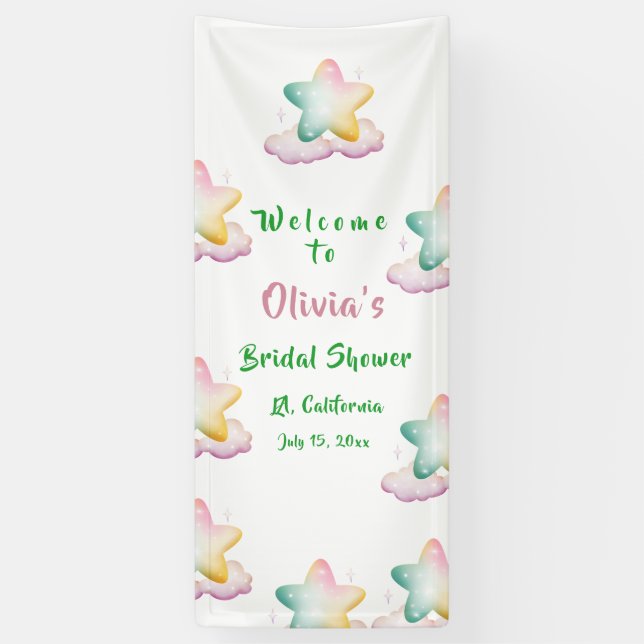 Bannière de Baby Shower de Mariage, Étoile Pastel  (Vertical)