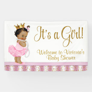 Bannière de Baby Shower de Princesse Afro-Américai