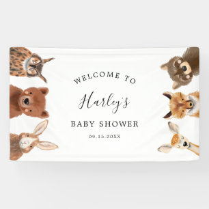 Bannière de Baby shower des animaux de bois