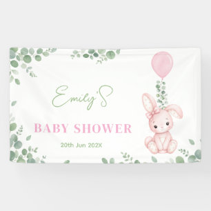 Bannière de Baby Shower Fille Little Bunny Eucalyp