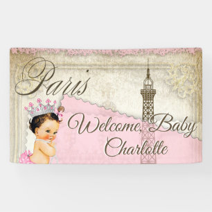 Bannière de Baby Shower Fille Paris