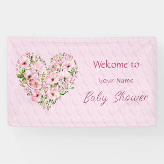 Bannière de Baby shower Floral Coeur Rose
