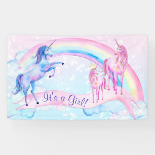 Bannière de Baby Shower Licorne Pastel