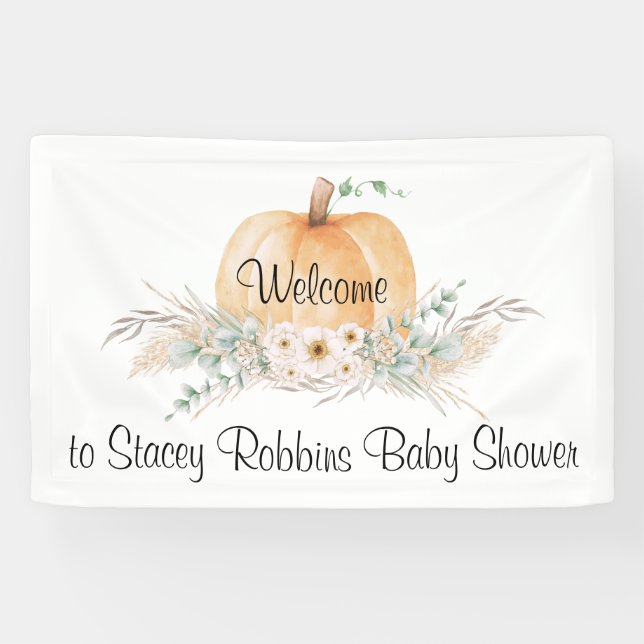 Bannière de Baby Shower Little Pumpkin (Horizontal)