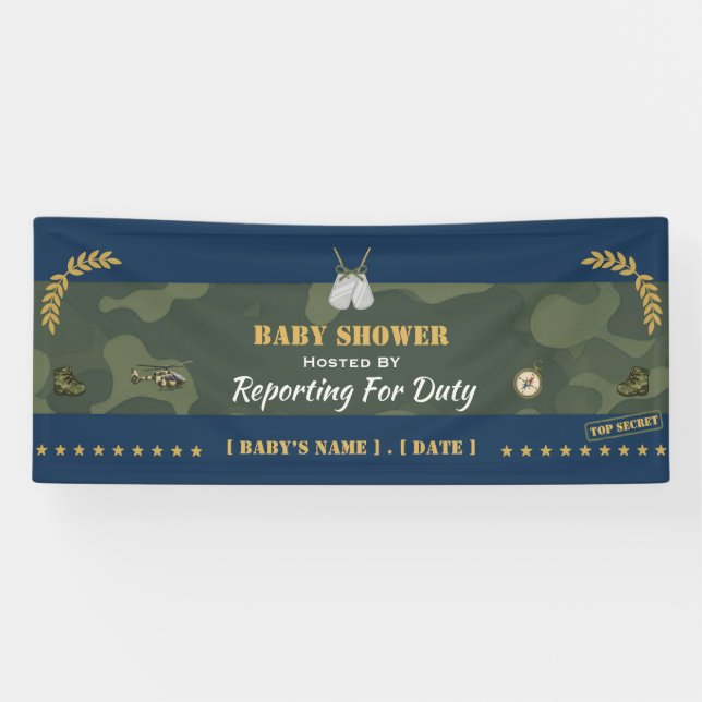 Bannière de Baby Shower Militaire — Présentation a (Horizontal)