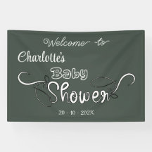 Bannière de Baby Shower Moderne Vert Foncé Décorat