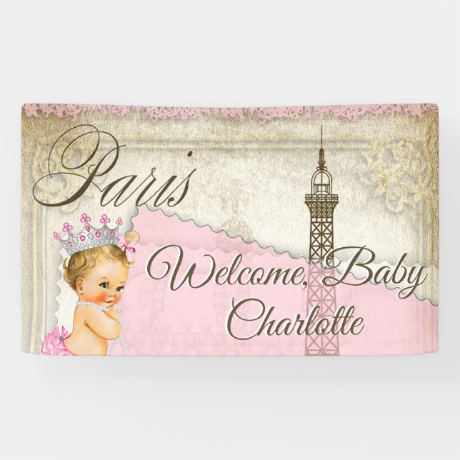 Bannière de Baby Shower Paris (Horizontal)