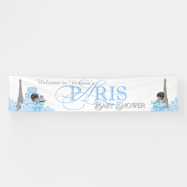 Bannière de Baby Shower pour Garçons à Paris (Horizontal)