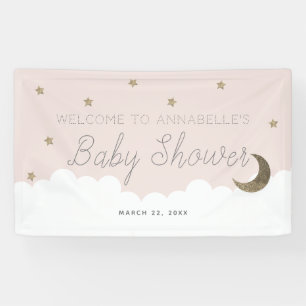 Bannière de Baby shower rose Gold Stars & Lune