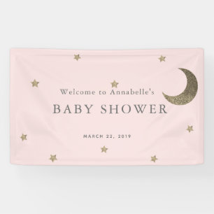 Bannière de Baby shower rose Gold Stars & Lune