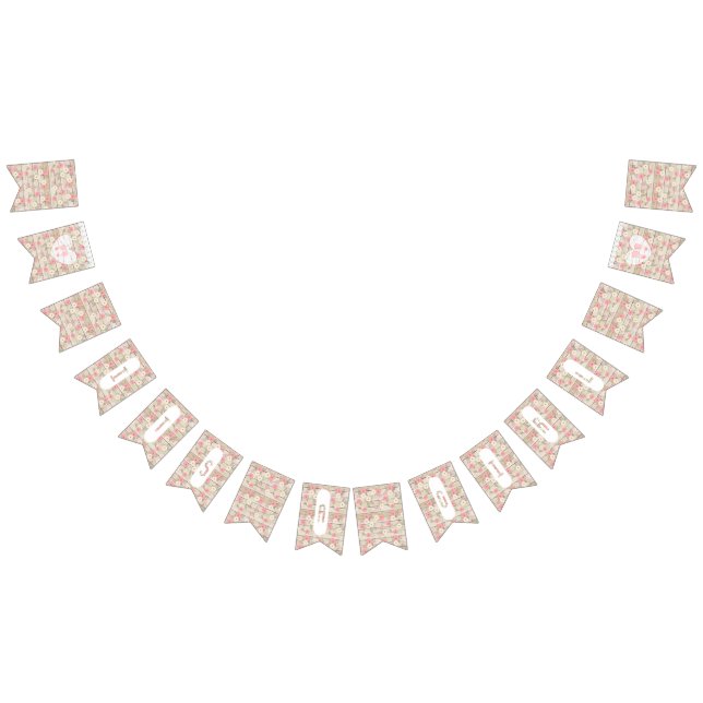 Bannière de Baby shower Rustique en bois rose (Tout)