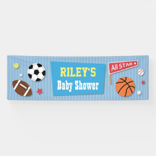 Bannière de Baby Shower sur le thème des sports