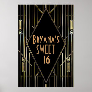 Bannière de bienvenue Art Déco de Black Gold 20